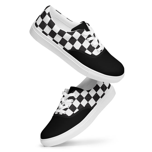 Women’s Checkers Lace-Up Canvas Shoes